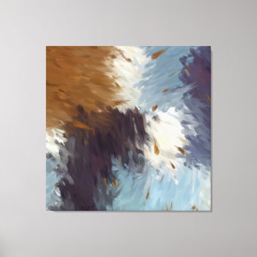 Gray Brown Taupe White Abstract Brushstrokes Canvas Afdruk (Voorkant)