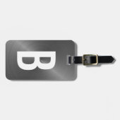 Gray Brushed Metallic Monogram Initial Bagagelabel (Voorkant horizontaal)