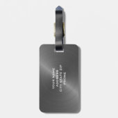 Gray Brushed Metallic Monogram Initial Bagagelabel (Achterkant verticaal)