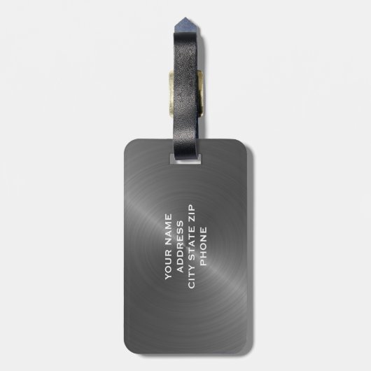 Gray Brushed Metallic Monogram Initial Bagagelabel (Achterkant verticaal)