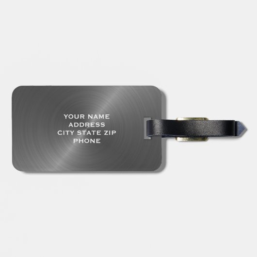 Gray Brushed Metallic Monogram Initial Bagagelabel (Achterkant horizontaal)