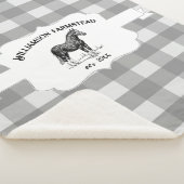 Gray Buffalo Plaid Farm Horse Sherpa Blanket (3/4)