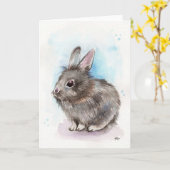 Gray Bunny Kaart (Gele Bloem)