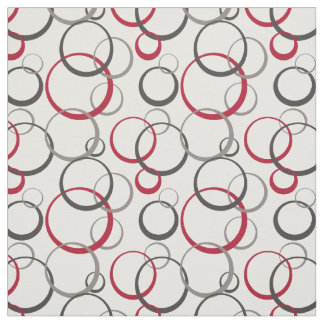 Gray Burgundy Red Rings Modern Geometric Pattern Stof