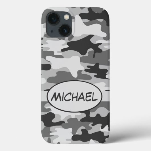 Gray Camouflage Naam gepersonaliseerd Case-Mate iPhone Case (Achterkant)
