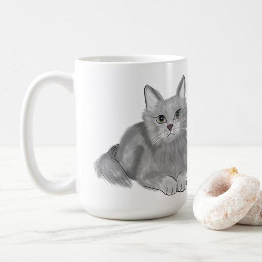 Gray Cat mama Koffiemok (Met donut)
