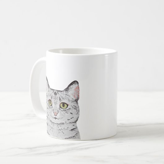 Gray Cat Mug - mignon chat mug (Devant gauche)