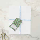 Gray Cat Pattern met Green Ornaments Cadeaulabel (Met Touw)