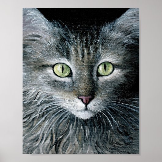 Gray Cat portret 478 Poster (Voorkant)