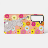Gray Cat Reaching for Flowers Samsung Galaxy Case Hoesje (Achterkant horizontaal)