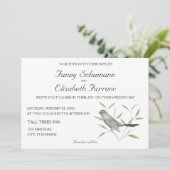 Gray Catbird Bird Art Wedding Invitation Kaart (Staand voorkant)