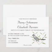 Gray Catbird Bird Art Wedding Invitation Kaart (Voorkant / Achterkant)