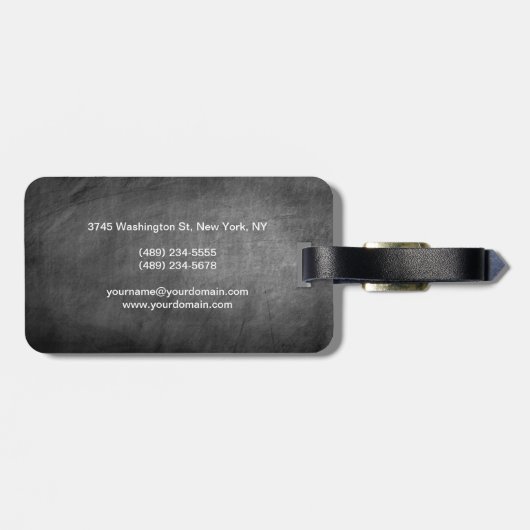 Gray Chalkboard Pattern Red Bagagelabel (Achterkant horizontaal)