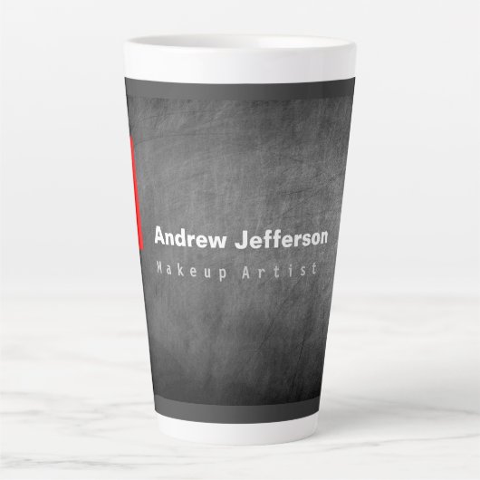 Gray Chalkboard Pattern Red Latte Mok (Voorkant)