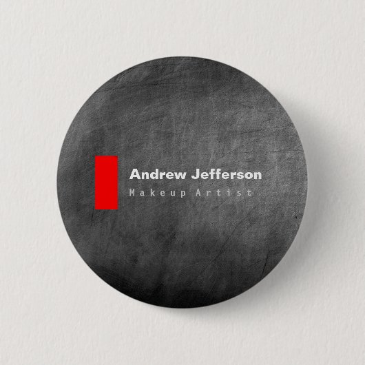 Gray Chalkboard Pattern Red Ronde Button 5,7 Cm (Voorkant)