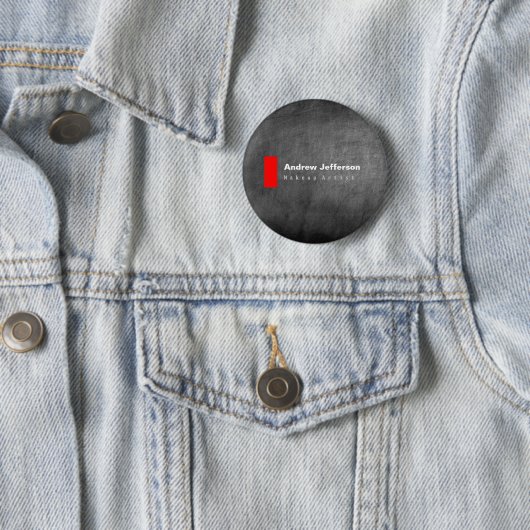 Gray Chalkboard Pattern Red Ronde Button 5,7 Cm (In situ)