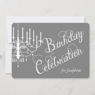 Gray Chandelier Elegant Custom Birthday Invitation Kaart