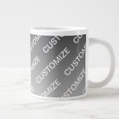 Gray (changeable color) Ombre & Text Pattern Extra Grote Beker (Rechts)
