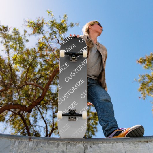 Gray (changeable color) Ombre & Text Pattern Skateboard (Buiten 1)