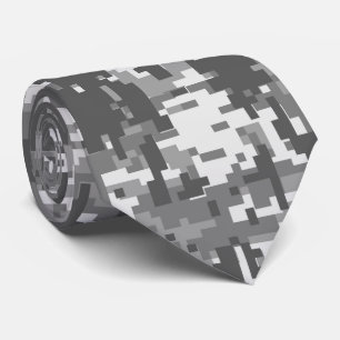 Gray Charcoal Urban Digital Camo Patroon Stropdas