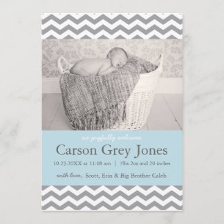 Gray Chevron | Aankondiging ter geboorte van Baby 