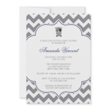 Gray Chevron Baby shower invitation avec Panda