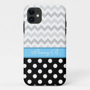 Gray Chevron Black Polka Dot Blue iPhone 5 Hoesje