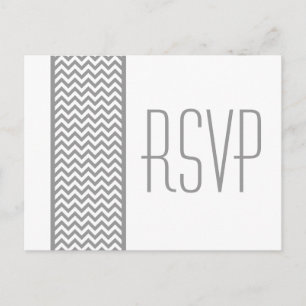Gray Chevron Border RSVP Briefkaart