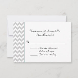 Gray Chevron Custom Wedding RSVP Card