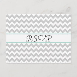 Gray Chevron Custom Wedding RSVP Post Kaart
