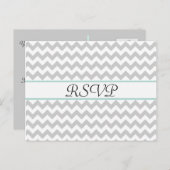 Gray Chevron Custom Wedding RSVP Post Kaart (Voorkant / Achterkant)
