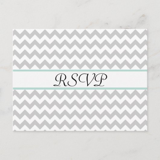 Gray Chevron Custom Wedding RSVP Post Kaart (Voorkant)