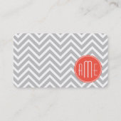 Gray Chevron en Coral Custom Monogram Visitekaartje (Achterkant)