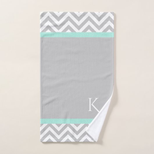 Gray Chevron en Mint Green Bath Towel Set Bad Handdoek (Handdoek)