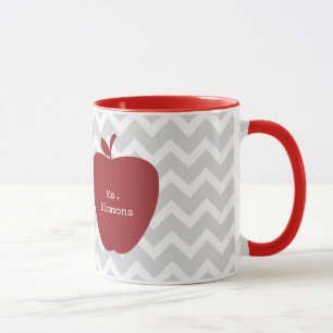 Gray Chevron en Red Apple-leraar Mok