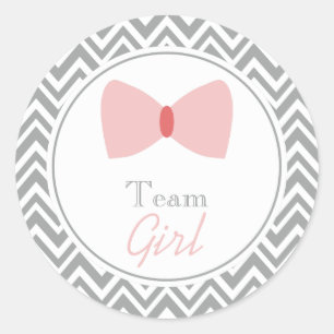 Gray Chevron Geslacht Boog Team Girl Ronde Sticker
