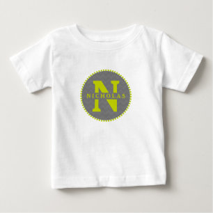 Gray Chevron + Groene Monogram Romper