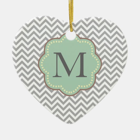 Gray Chevron Keramisch Ornament (Voorkant)