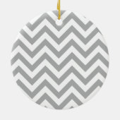 Gray Chevron Keramisch Ornament (Achterkant)