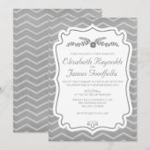 Gray Chevron lance des invitations de mariage (Devant / Derrière)