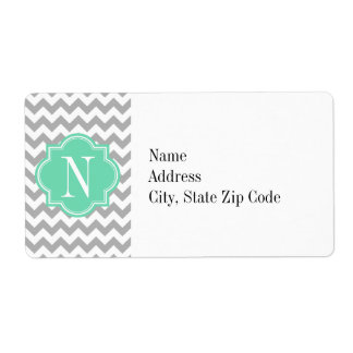 Gray Chevron met Mint Monogram Etiket