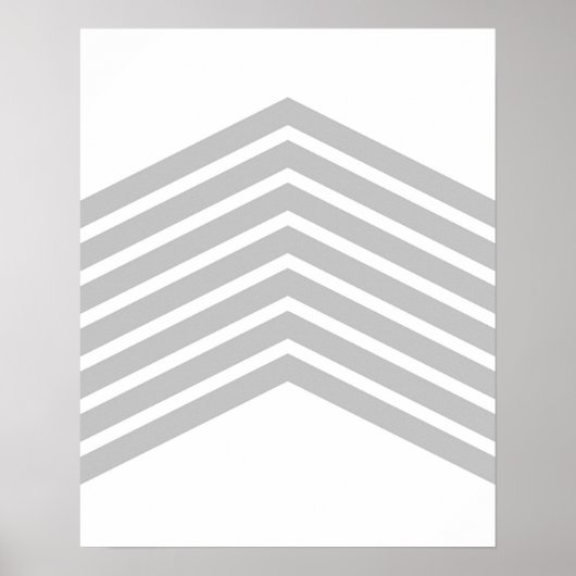 Gray Chevron Minimalist Art Wall Decor Print (Voorkant)