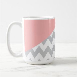 Gray Chevron Mint en Coral Koffiemok