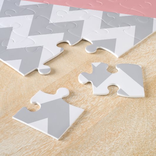 Gray Chevron Mint en Coral Legpuzzel (Zijkant)