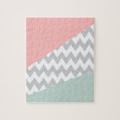 Gray Chevron Mint en Coral Legpuzzel (Verticaal)