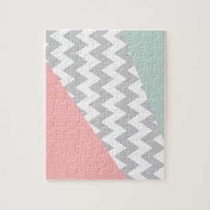 Gray Chevron Mint en Coral Legpuzzel