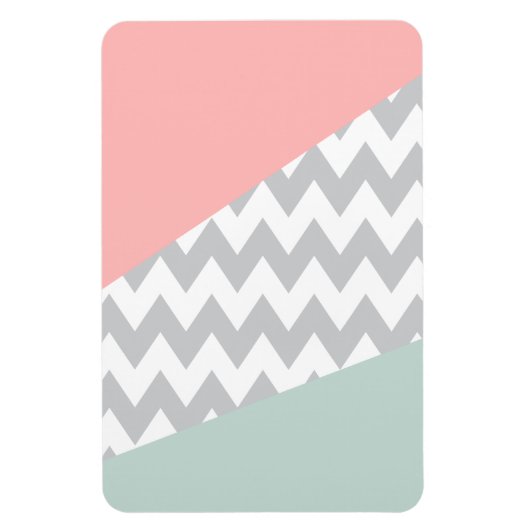 Gray Chevron Mint en Coral Magneet (Verticaal)