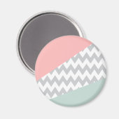Gray Chevron Mint en Coral Magneet (Voorkant / Achterkant)