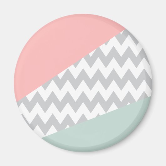 Gray Chevron Mint en Coral Magneet (Voorkant)