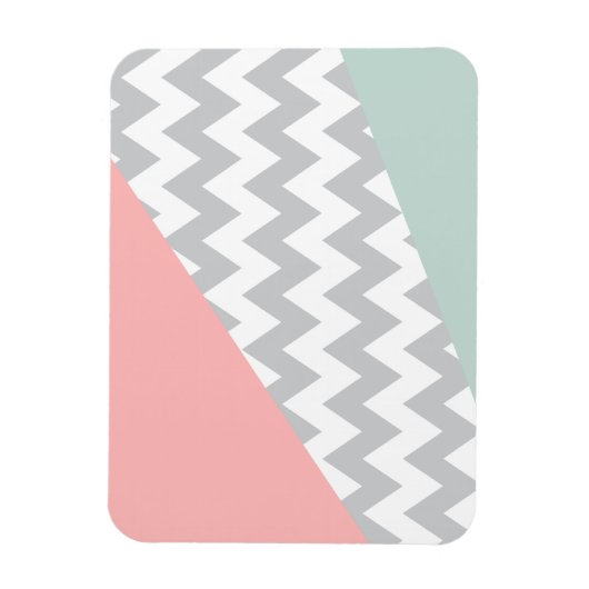 Gray Chevron Mint en Coral Magneet (Verticaal)